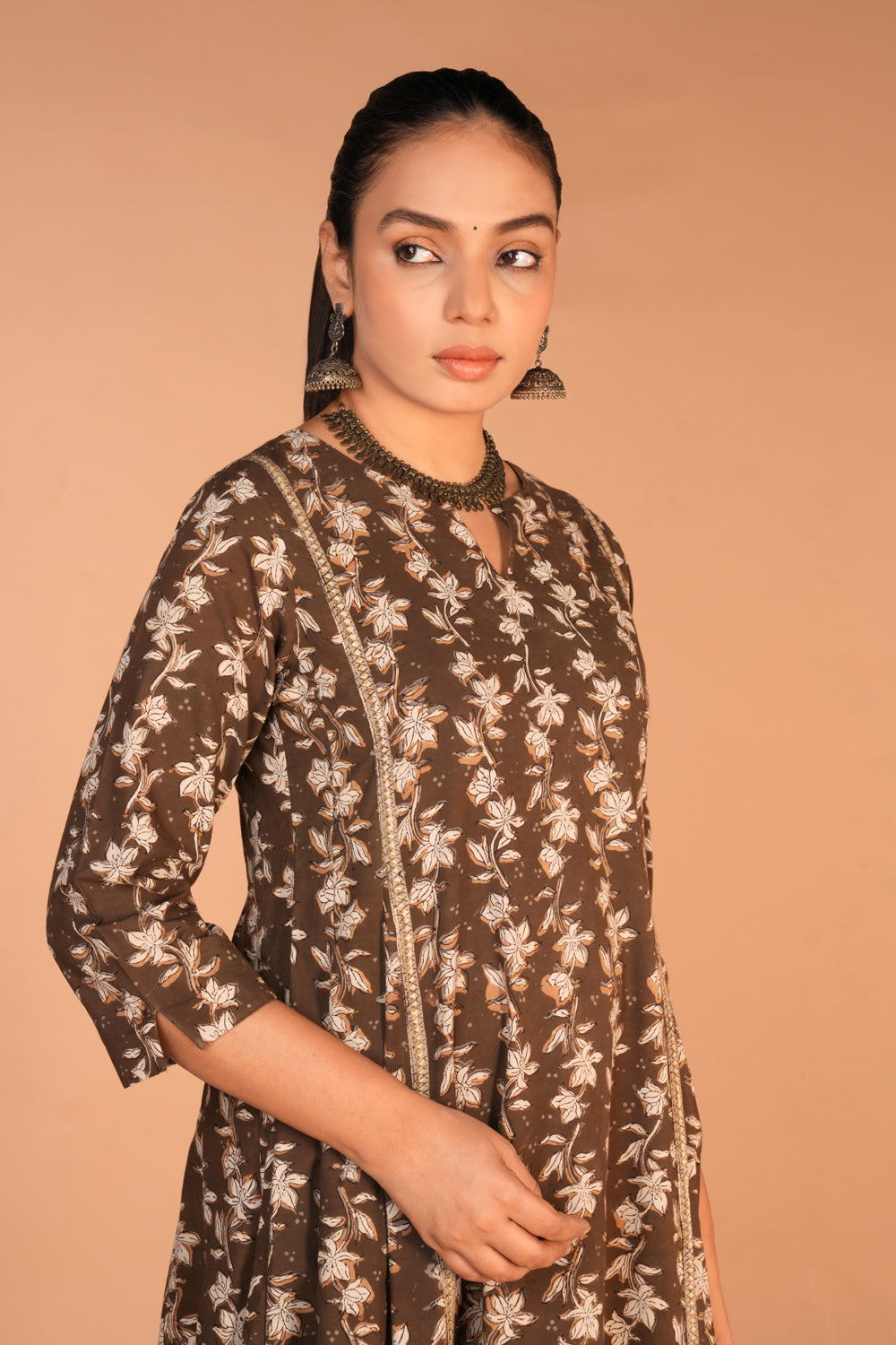 Image of Fern green Bagru cotton handblock printed kurta